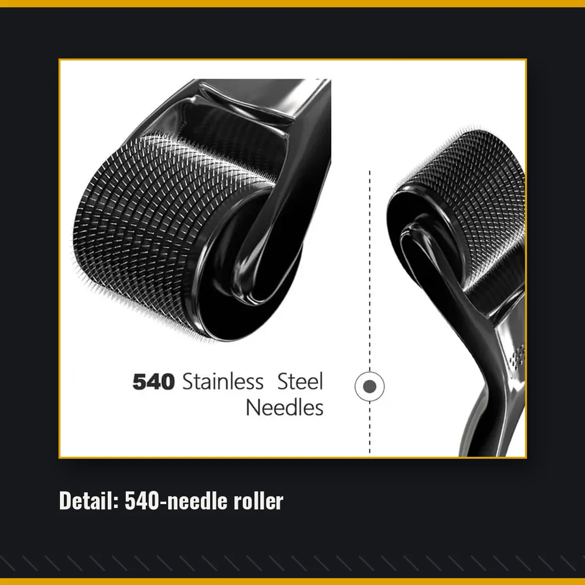 Close-up of the kit's 540-needle stainless steel derma roller
