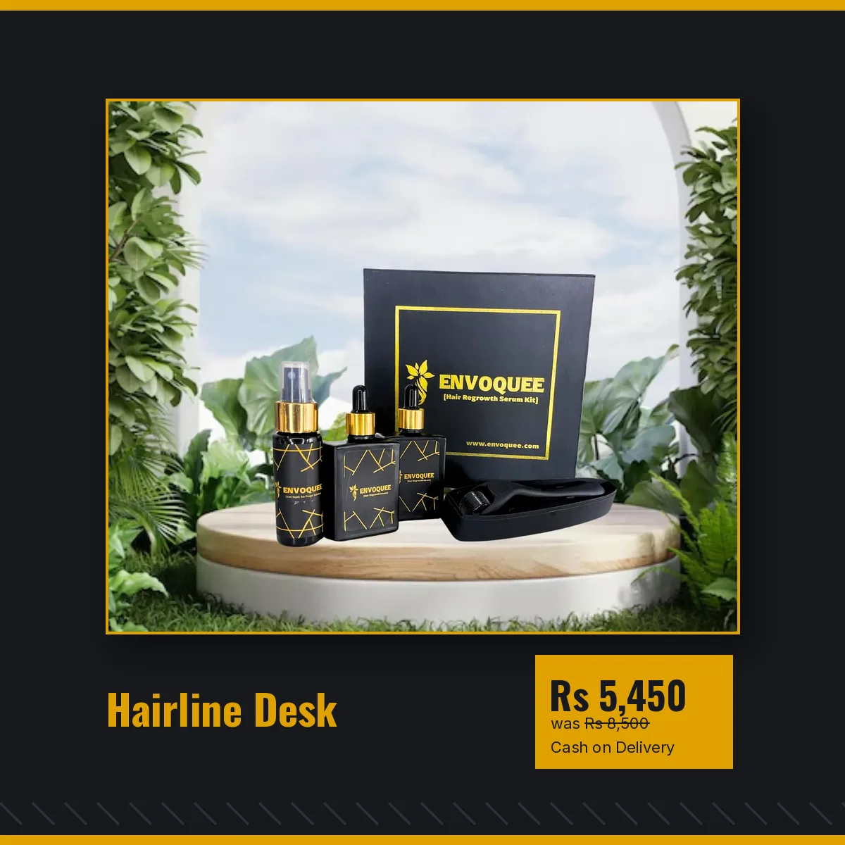 Hairline Desk: Hair Regrowth Serum Kit with hair serum, Anti Septic prep spray and 540-needle derma roller, Rs 5,450 with cash on delivery